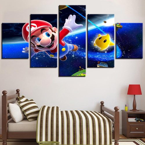 5-Pieces-Cartoon-Anime-Poster-Art-Canvas-Wall-Art-Modular-Game-Super-Mario-Picture-Home-Decor